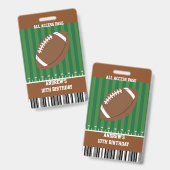 Badge Football Anniversaire Parti VIP Pass (Avant & arrière)
