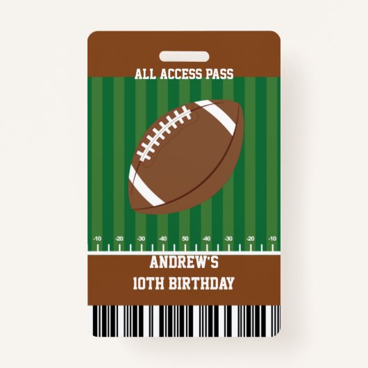Badge Football Anniversaire Parti VIP Pass (Devant)