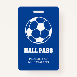 Badge football de football Teacher Hall Pass couleurs de