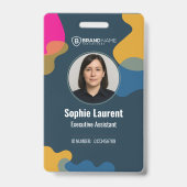 Badge Forme Abstraite Moderne Bleue Photo ID Professionn (Avant)
