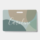 Badge Formes Abstraites en Turquoise Nom en Écriture Per (Arrière)
