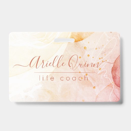 Badge Formes aquarelles abstraites Rose script Coach de  (Avant)