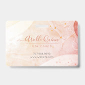 Badge Formes aquarelles abstraites Rose script Coach de  (Arrière)