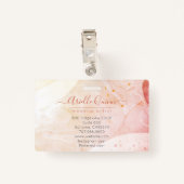 Badge Formes d'aquarelle Abstraite Rose Script Life Coac (Dos avec clip)