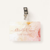 Badge Formes d'aquarelle Abstraite Rose Script Life Coac (Devant avec clip)