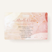 Badge Formes d'aquarelle Abstraite Rose Script Life Coac (Dos)