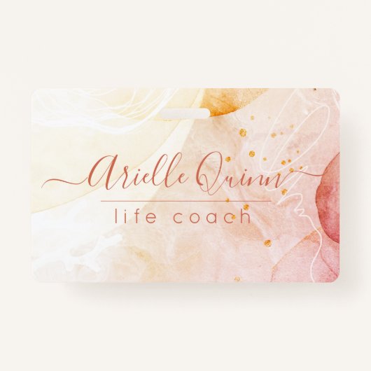 Badge Formes d'aquarelle Abstraite Rose Script Life Coac (Devant)