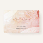 Badge Formes d'aquarelle Abstraite Rose Script Life Coac (Dos)