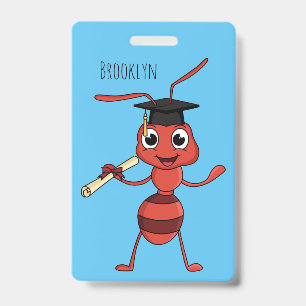 Badge Fourmi rouge de dessin animé mignonne et heureuse