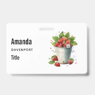 Badge Fraises fraîchement cueillies dans un seau