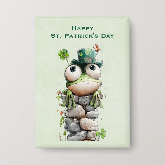 Badge Frog with Green Hat Cute St. Patrick's Day (Recto)
