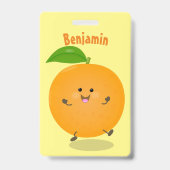 Badge Fruit d'agrumes orange dansant mignon (Arrière)