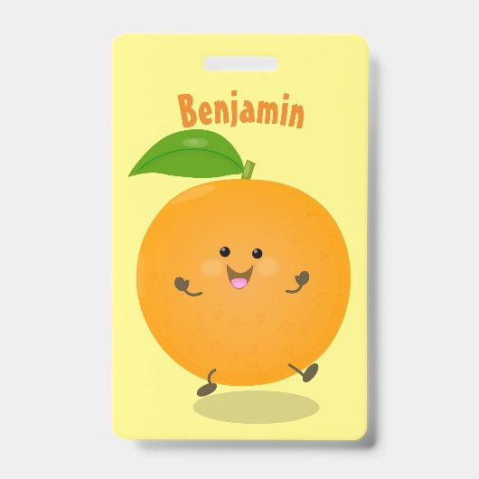 Badge Fruit d'agrumes orange dansant mignon (Avant)
