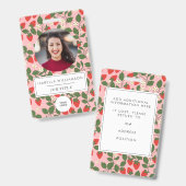 Badge Fruit de fraise rose - Numéro d'identification pho (Avant & arrière)