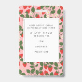 Badge Fruit de fraise rose - Numéro d'identification pho (Arrière)