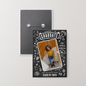 Badge Fun Chalkboard Doodle Photo Graduation (Recto/Verso)