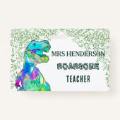 Badge Fun Dinosaur Roarsome Nom de l'enseignant (Dos)