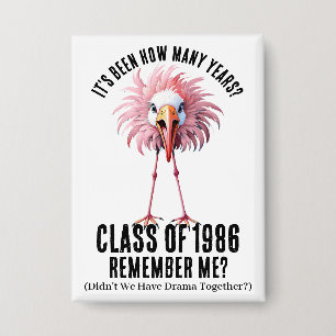 Badge Funky Custom Flamant rose School Class Réunion