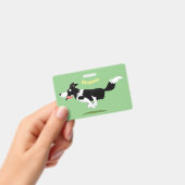 Badge Funny Border Collie chien en course dessin animé (Manuel / portable)