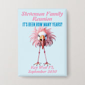 Badge Funny Custom Family Reunion Flamant rose (Recto)