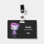 Badge Funny Frankenstein Monster Halloween Fun (Avant avec clip)