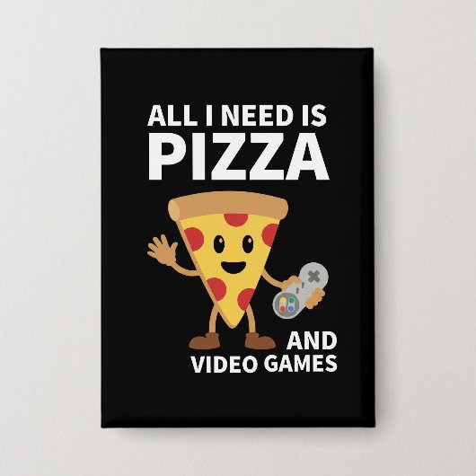 Badge Funny Gamer Pizza Gaming Video Game Enthusiast Boy (Recto)