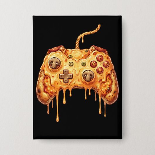Badge Funny Gamer Pizza Gaming Video Game Enthusiast Boy (Recto)