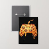 Badge Funny Gamer Pizza Gaming Video Game Enthusiast Boy (Recto/Verso)