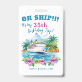 Badge Funny Island Cruise Ship Anniversaire (Arrière)