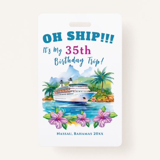 Badge Funny Island Cruise Ship Anniversaire (Devant)