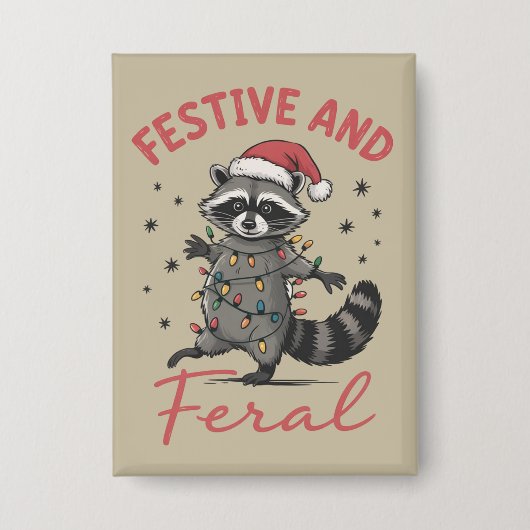 Badge Funny Raccoon Christmas Feral Meme Xmas  (Recto)
