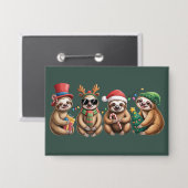 Badge Funny Sloth Lover Christmas Lights Merry Slothmas  (Recto/Verso)