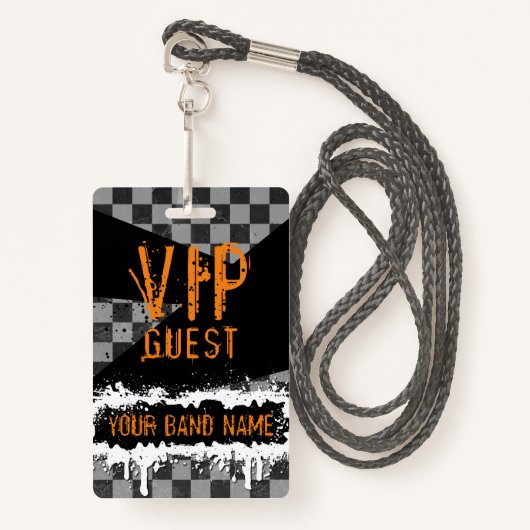 Badge Fusion sur bande personnalisée VIP Lanyard Punk Ro (Devant avec lanière)