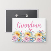 Badge Futur mamie fleurs de gerbera rose (Recto/Verso)