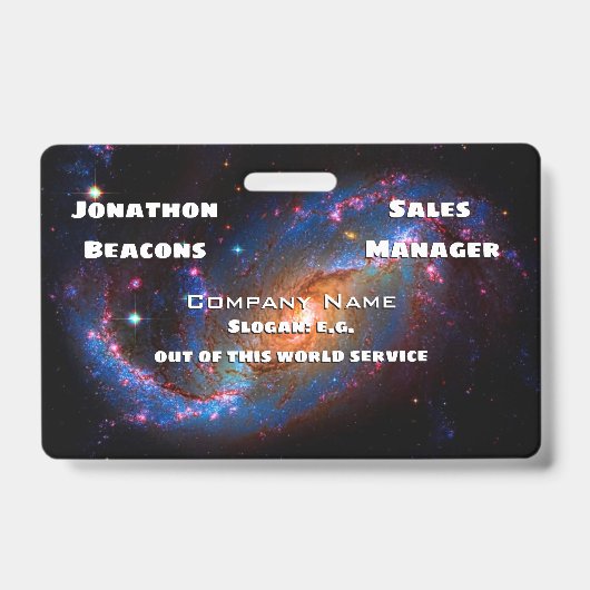 Badge Galaxie spirale barrée, logo d'astronomie d'espace (Face)