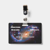 Badge Galaxie spirale barrée, logo d'astronomie d'espace (Face avec clip)