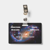 Badge Galaxie spirale barrée, logo d'astronomie d'espace (Dos avec clip)