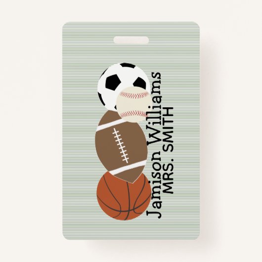 Badge Garçons Sports Green Stripe Étiquettes imperméable (Devant)