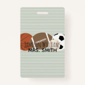 Badge Garçons Sports Green Stripe Étiquettes imperméable (Dos)