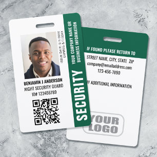 Badge Garde de sécurité ID personnalisé Code QR Photo No