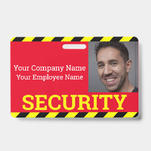 Badge Garde de sécurité professionnel rouge et jaune att