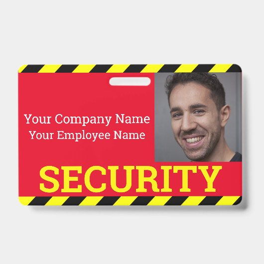 Badge Garde de sécurité professionnel rouge et jaune att (Avant)