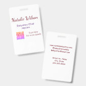 Badge Garde d'enfants crèche nounou ajouter nom détails  (Avant & arrière)