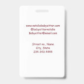 Badge Garde d'enfants crèche nounou ajouter nom détails  (Arrière)