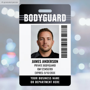 Badge Garde du corps Agent de sécurité ID Photo Logo Gri