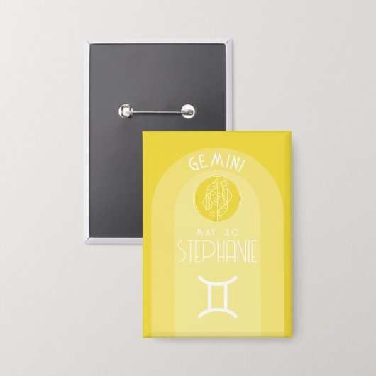 Badge Gemini Astrologie Zodiac Sign Photo Personnalisée  (Recto/Verso)