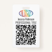 Badge Générateur de code QR et votre logo, nom et ID de  (Devant)