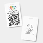 Badge Générateur de code QR et votre logo, nom et titre  (Avant & arrière)