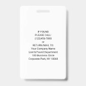 Badge Générateur de code QR et votre logo, nom et titre  (Arrière)