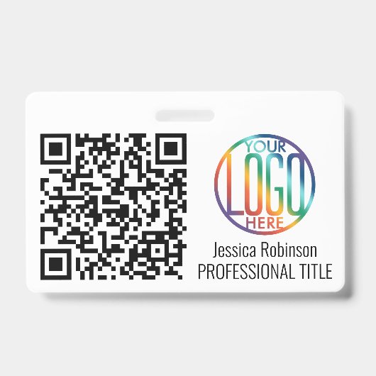 Badge Générateur de code QR & Votre logo blanc non photo (Avant)